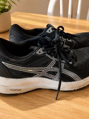 Asics Black and White Running Shoes